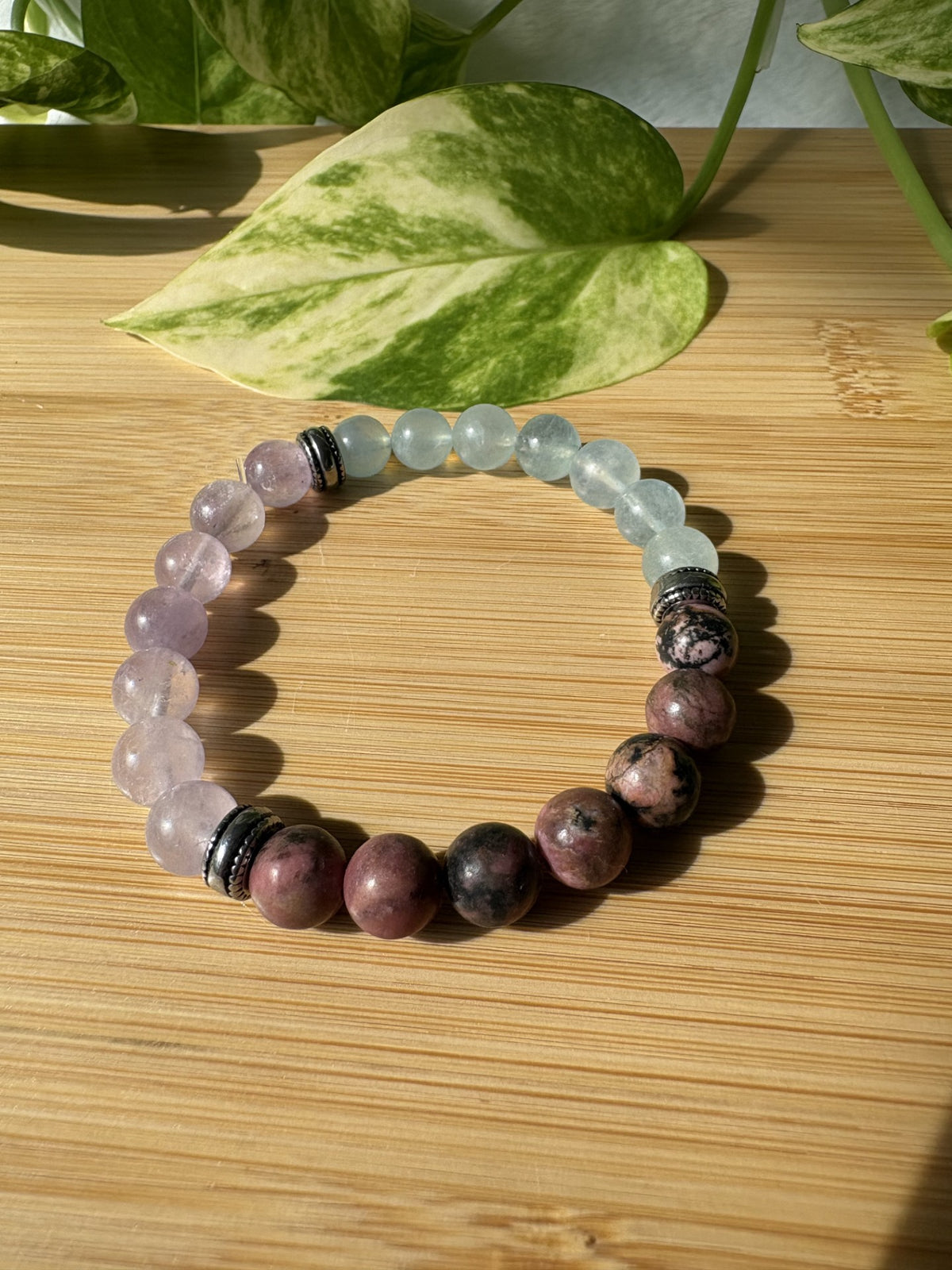 Nouveau Départ | Bracelet Rhodonite, Améthyste Lavande & Aigue-Marine