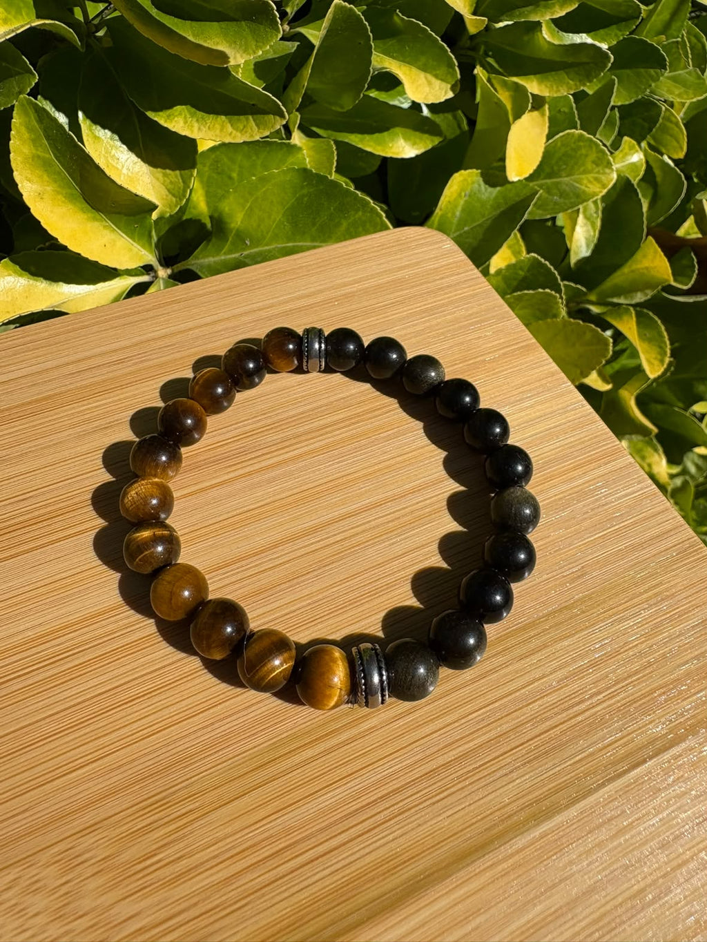 Force & Ancrage | Bracelet Obsidienne Dorée & Œil de Tigre