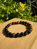 Force & Ancrage | Bracelet Obsidienne Dorée & Œil de Tigre