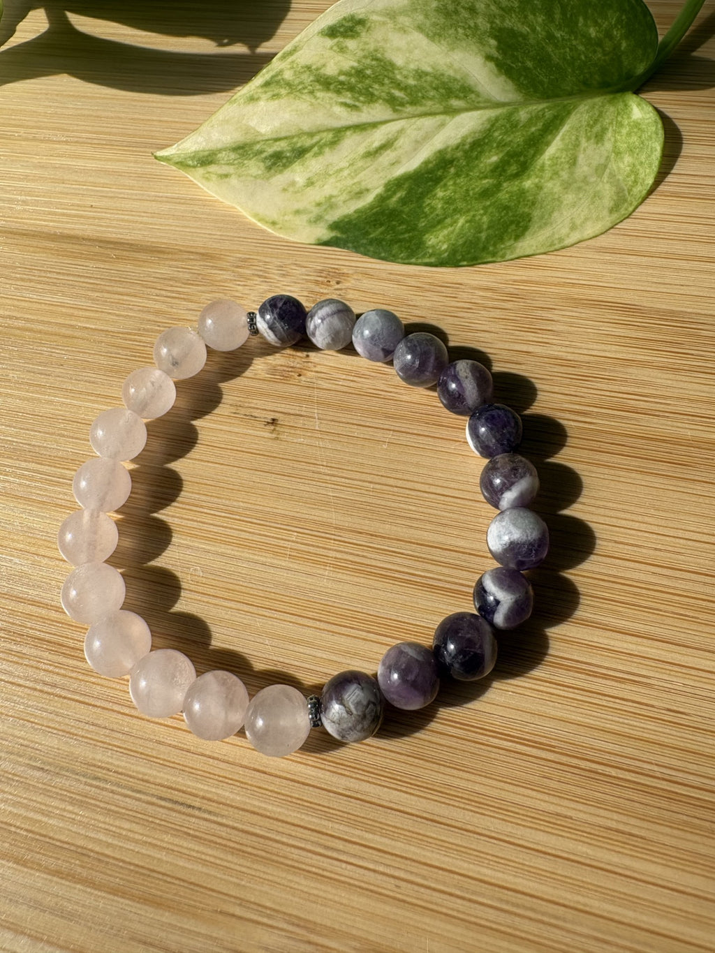 Calme & Douceur | Bracelet Améthyste Chevron & Quartz Rose