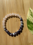 Calme & Douceur | Bracelet Améthyste Chevron & Quartz Rose
