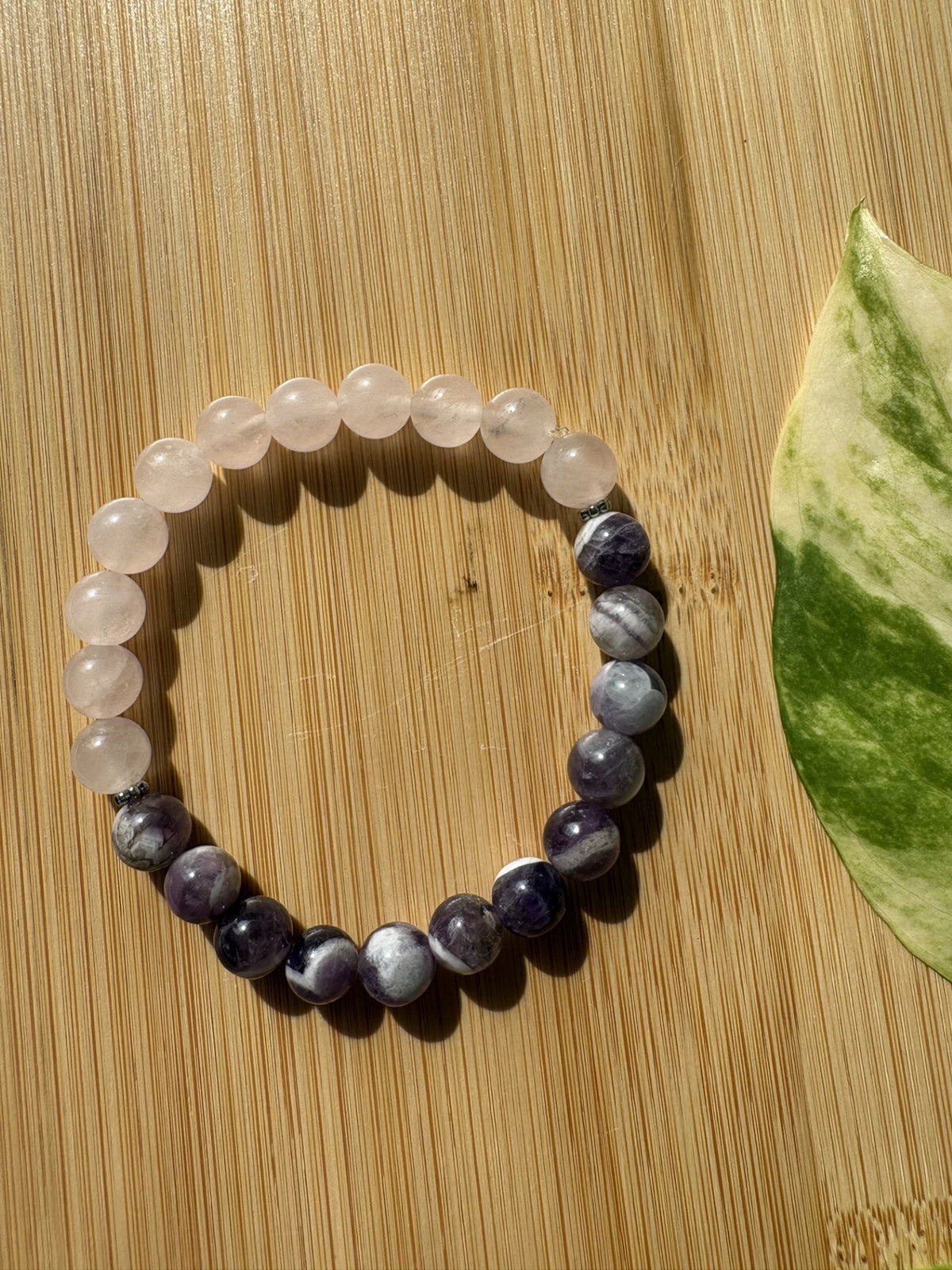 Calme & Douceur | Bracelet Améthyste Chevron & Quartz Rose