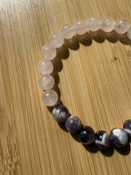 Calme & Douceur | Bracelet Améthyste Chevron & Quartz Rose
