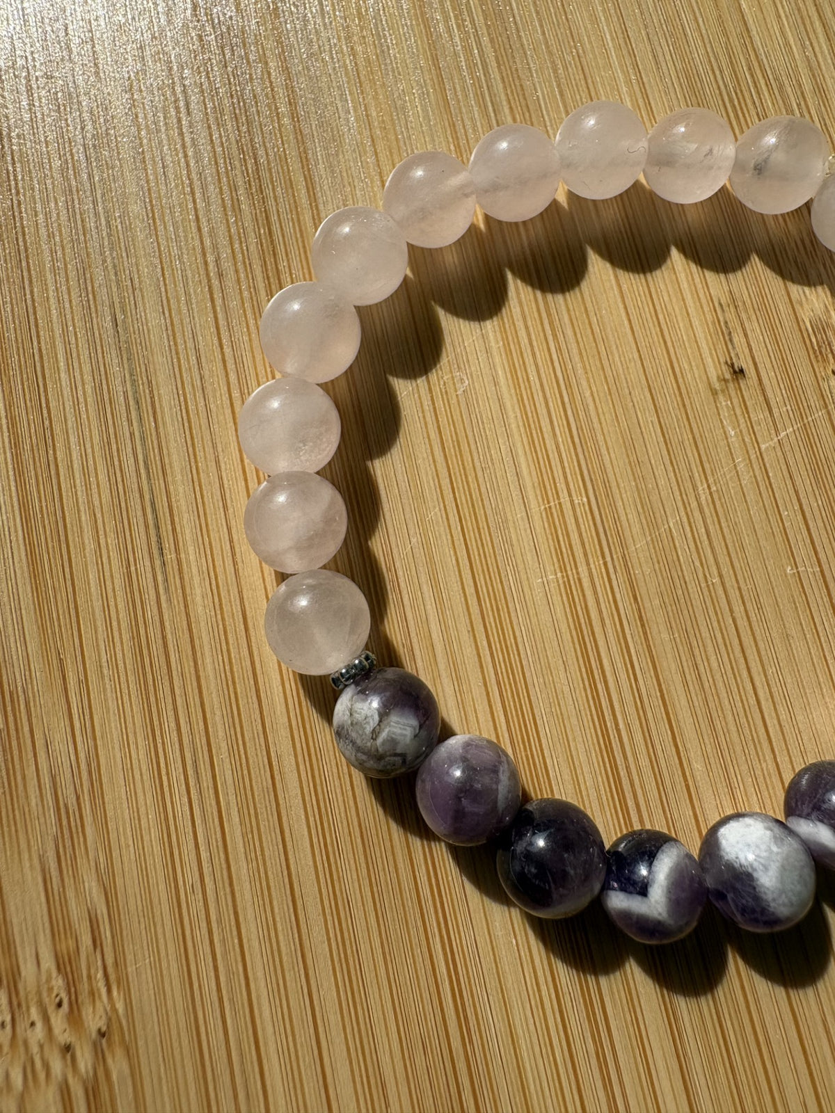 Calme & Douceur | Bracelet Améthyste Chevron & Quartz Rose