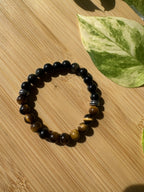 Force & Ancrage | Bracelet Obsidienne Dorée & Œil de Tigre