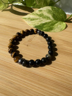 Force & Ancrage | Bracelet Obsidienne Dorée & Œil de Tigre