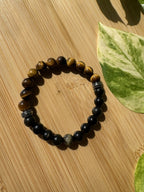 Force & Ancrage | Bracelet Obsidienne Dorée & Œil de Tigre