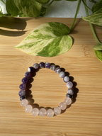 Douceur & Sérénité | Bracelet Quartz Rose & Améthyste Chevron