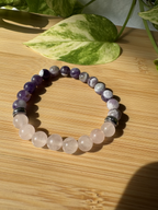 Douceur & Sérénité | Bracelet Quartz Rose & Améthyste Chevron
