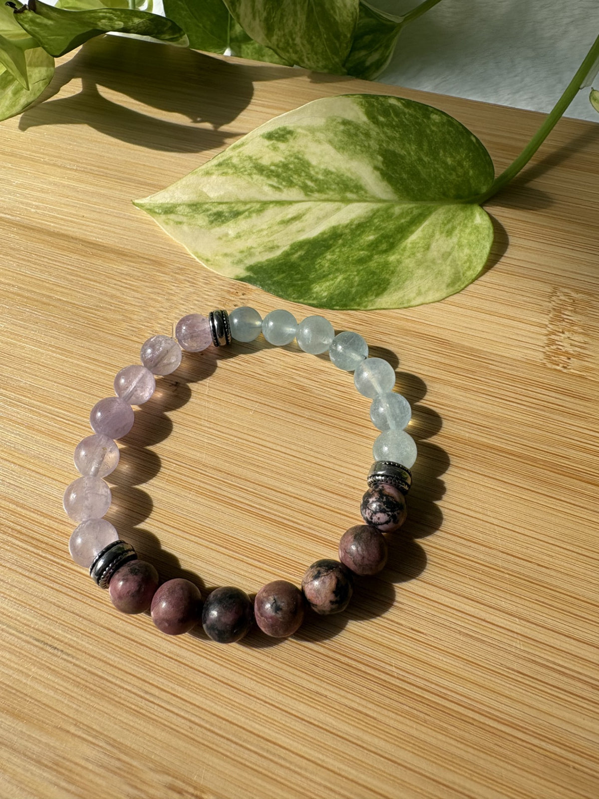 Nouveau Départ | Bracelet Rhodonite, Améthyste Lavande & Aigue-Marine