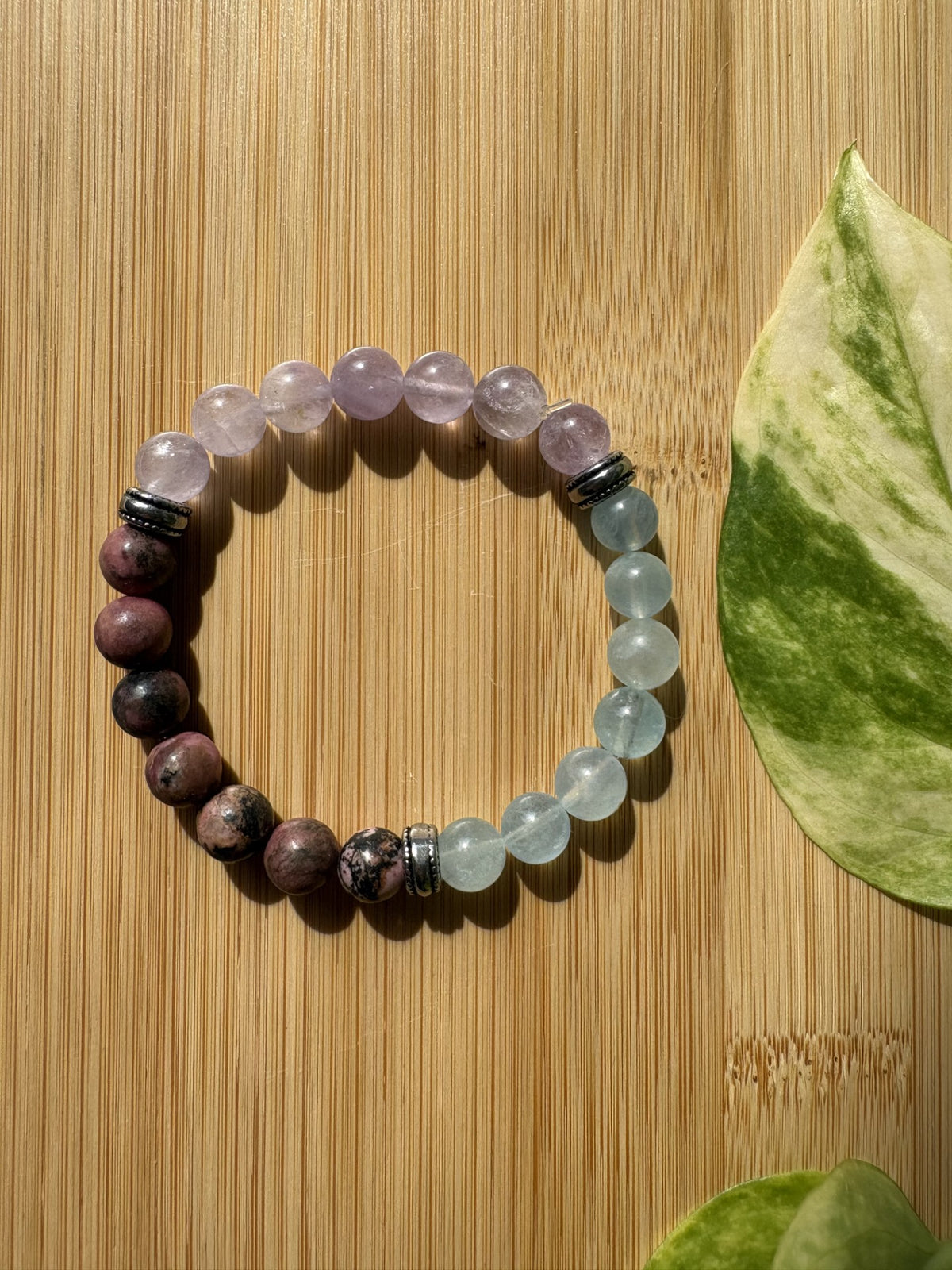 Nouveau Départ | Bracelet Rhodonite, Améthyste Lavande & Aigue-Marine